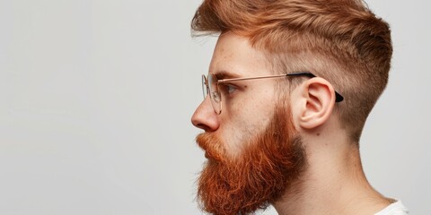 A man with a distinctive red beard and glasses. Suitable for business or lifestyle themes