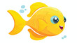 Cute tropical yellow fish. Hand drawn vector for sea