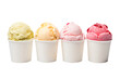 Different colors of ice cream scoops, isolated cut out food on transparent background