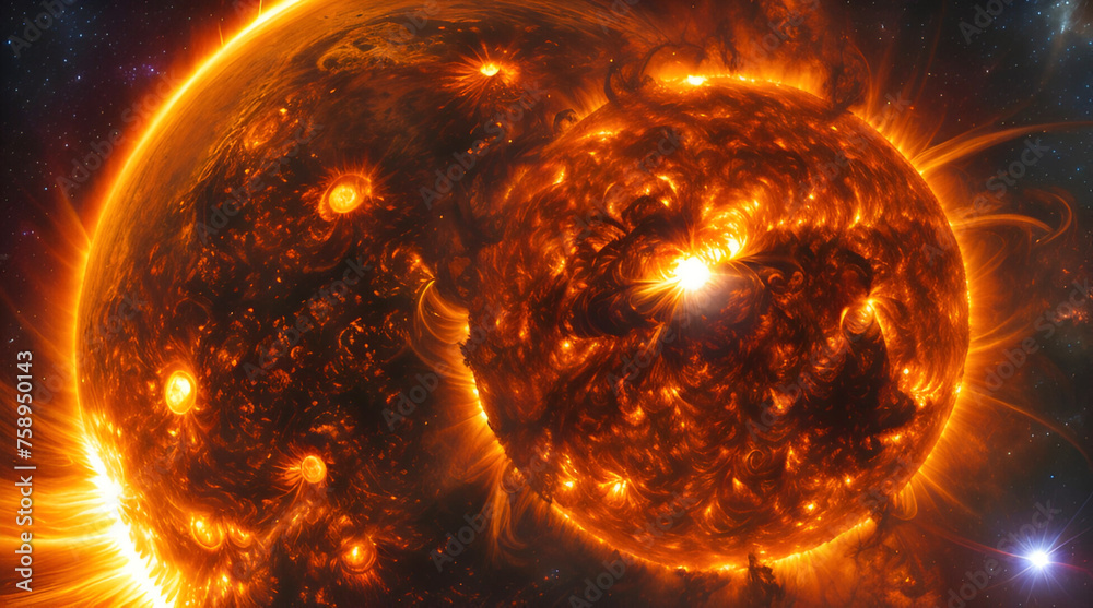 Solar Flare, Mass Ejection Space Sun Explosion Illustration Image Stock ...