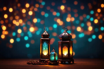 Wall Mural - Ornamental Arabic lantern. Ramadan Kareem holy month.