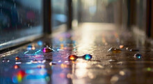 Multishade Color Water Droplets Cascade Like Liquid Jewels, Each One A Prism Of Hues Reflecting The Brilliance Of The World Around Them, Creating A Mesmerizing Mosaic Of Nature's Artistry.

