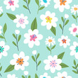 Seamless pattern with colorful flowers. Hand drawn floral pattern for your fabric, summer background, gift paper, wallpaper, backdrop, textile. Vector illustration