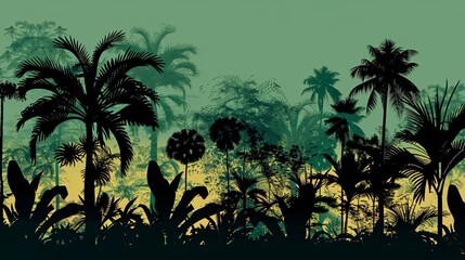  Exotic greenery silhouette, a bold, graphic representation of tropical plants' unique profiles.