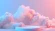 Futurist Abstract 3D Clouds Platform in Blue and Pink