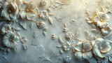 Fototapeta  - Wall Stencil Plaster Seamless Texture Flowers