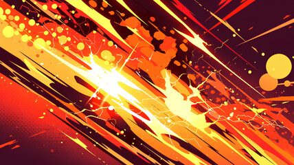 Fototapete - stream of red lightning strikes, half vintage comic book pattern