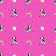 Seamless pattern pink rainbow zebra