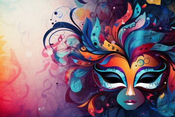  Abstract background banner with mask for carnival. Copy space for your text. 