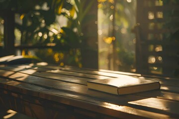 Wall Mural - Book on Wooden Table