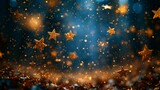Fototapeta Kosmos - Blurry Gold Stars on Blue Background