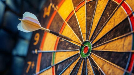 Poster - Darts arrows in the target center of dartboard, Business success concept