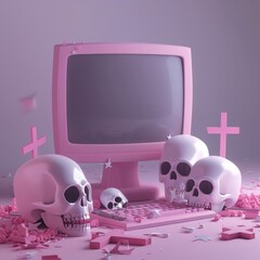 The grave consequences of online interactions gone awry illustrated through chilling visuals of internet danger. 3d render