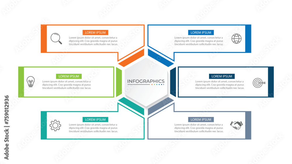 Vector infographic design template with 6 options or steps Stock Vector ...