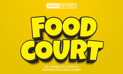 Wall Mural - Editable 3d text style effect - Food Court text effect Template