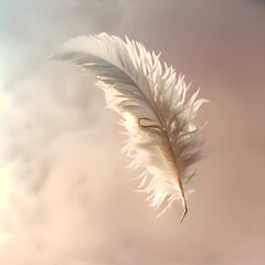 Poster - a white feather floating in the air