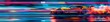 Racing car in a high-speed chase on the track, blurred lines and colors as it speeds past