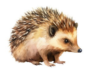 Hedgehog single object watercolor illustration isolated on white background for removing backgroundIsolate