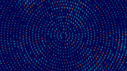 Fototapete - Abstract Numbers Matrix Background. Binary Computer Machine Code. Coding Programming Hacker Concept. Computer Science or Network Security Education Vector Background Illustration.
