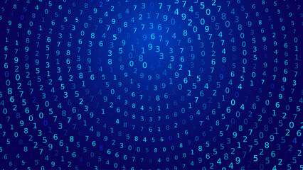 Fototapete - Abstract Numbers Matrix Background. Binary Computer Machine Code. Coding Programming Hacker Concept. Computer Science or Network Security Education Vector Background Illustration.