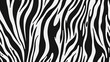 Seamless vertical zebra skin or tiger stripe pattern. Tileable black and white safari wildlife animal print background texture. Monochrome warbled abstract wavy wonky glitch lines fur coat motif