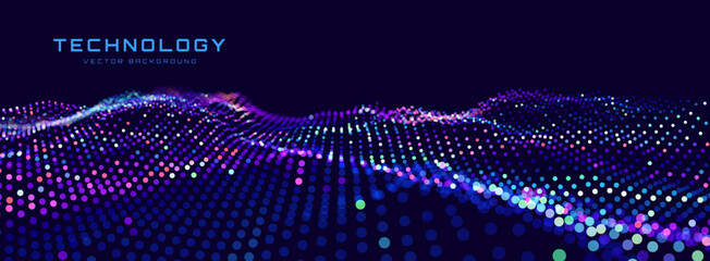 Poster - Digital Data Flow Vector Background. Big Data Technology Lines. 5G Wireless Data Transmission. High Speed Light Trails. Information Flow in Virtual Reality Cyberspace. Vector Illustration.