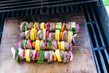 Poster - Grill Delights-Beef and Veggies Sizzling on Skewer