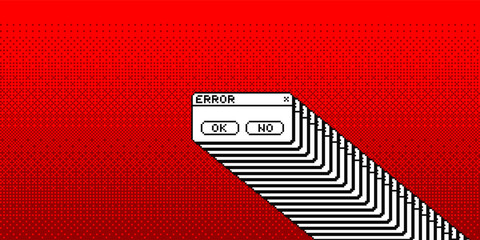 Poster - Critical Error Warning Popup Message. Vintage User Interface. 1-Bit Pixel Operating System UI Error. Vector Illustration.