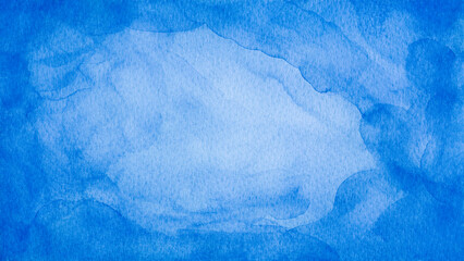 Poster - Blue watercolor handmade abstract texture background as a template, page, website page or web banner