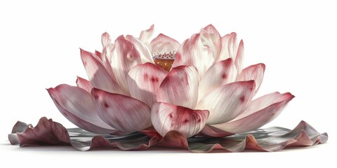 Canvas Print - A single, blooming lotus flower, isolated on a white background.