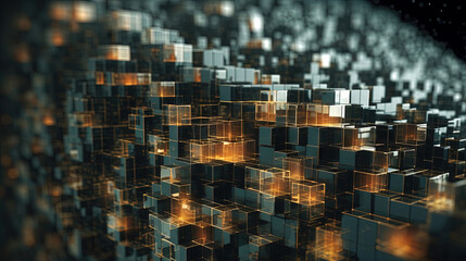 Poster - Abstract background with structure of cubes. Colorful cubes texture for technology backdrop.