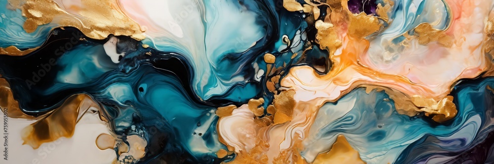 Natural luxury abstract fluid art painting in alcohol ink technique ...