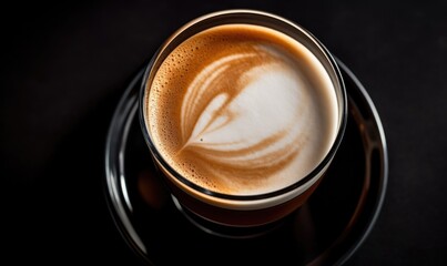 Wall Mural - A cup of latte macchiato coffee. Top view.