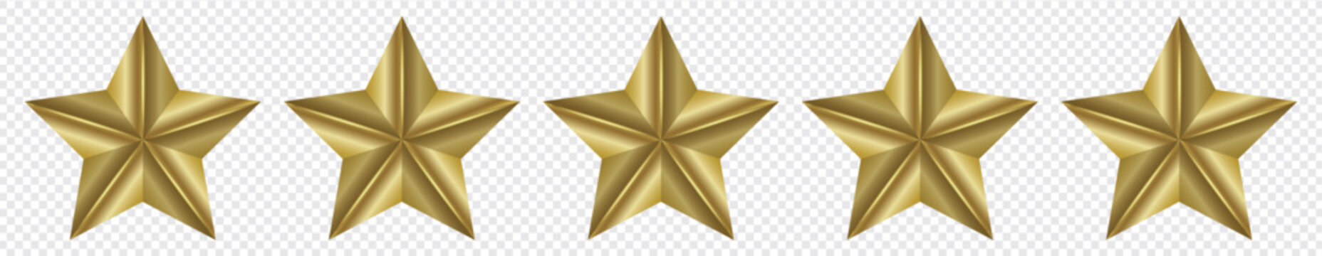 Transparent PNG available
Five golden stars with a 3D effect on a transparent background – Design of five stars that can represent a rating or classification