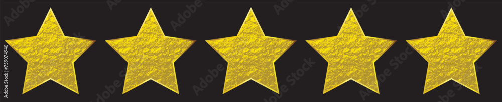 Transparent PNG available Five golden stars with a 3D effect on a ...