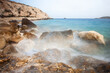 Amazing view of the rocks of Gozo and mediterranean sea on long exposure, Malta