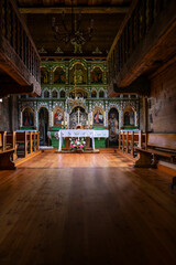 Canvas Print - Interior of Greek Catholic Church, Olchowiec, Magurski Park Narodowy, Lesser Poland Voivodeship, Poland