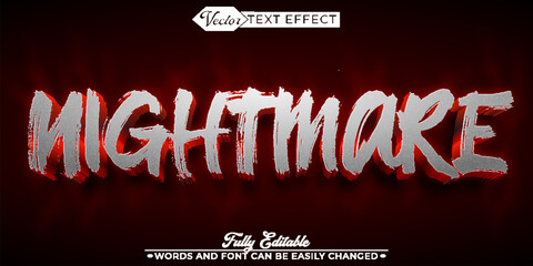 Wall Mural - Horror Dark Red Nightmare Vector Editable Text Effect Template
