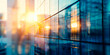 Blurred glass wall of modern business office building at the business center, blur corporate business office background
