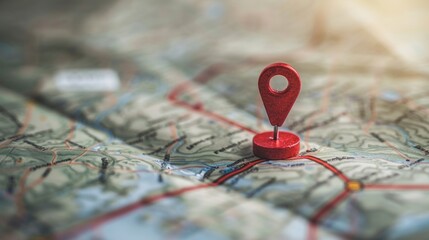 Poster - GPT Glowing location pin on digital map, navigation and GPS concept