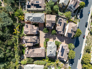 Wall Mural - Aerial view of middle class subdivision neighborhood with residential condos and houses in San Diego, California, USA.