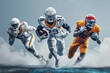Cineastisches Football-Spiel: Dramatische Illustration eines Sportlers perfekt inszeniert für Werbezwecke