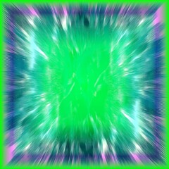 Poster - Abstract background with rays, green neon color and frame with pink color - graphic with effect of space and motion. Topics: card, abstraction, pattern, image, environment, colors, art computer