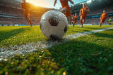 Fototapeta Sport - Dynamic soccer action captured as players engage in a thrilling match