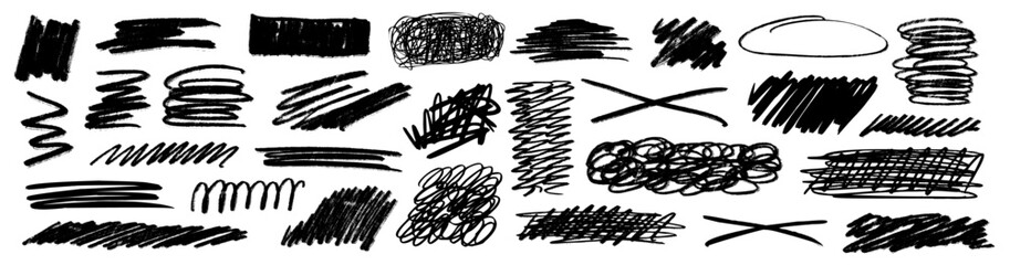 Wall Mural - grunge scrawls, charcoal scribbles, rough brush strokes, underlines and circles. bold charcoal freeh