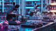 Scientific equipment arrayed on a laboratory bench, including microscopes, incubators, and PCR machines, ready for microbiological experimentation. 8K