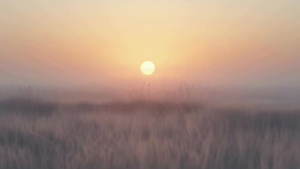 Poster - Beautiful sunset over a field of tall grass, ideal for nature and landscape concepts.