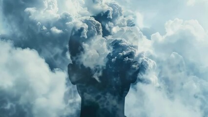 Wall Mural - A man with smoke coming out of his head. Suitable for concepts related to stress, mental health, and burning out.