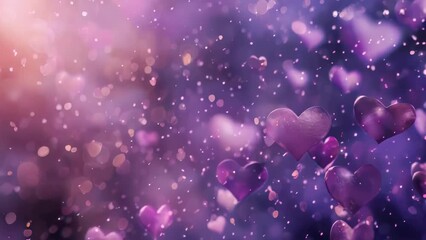 Poster - Purple hearts floating in the air, suitable for various design projects.