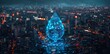 Envisioning the Future of Water Conservation: A Digital Hologram of a Water Drop Amidst an Urban Cityscape. Generative AI